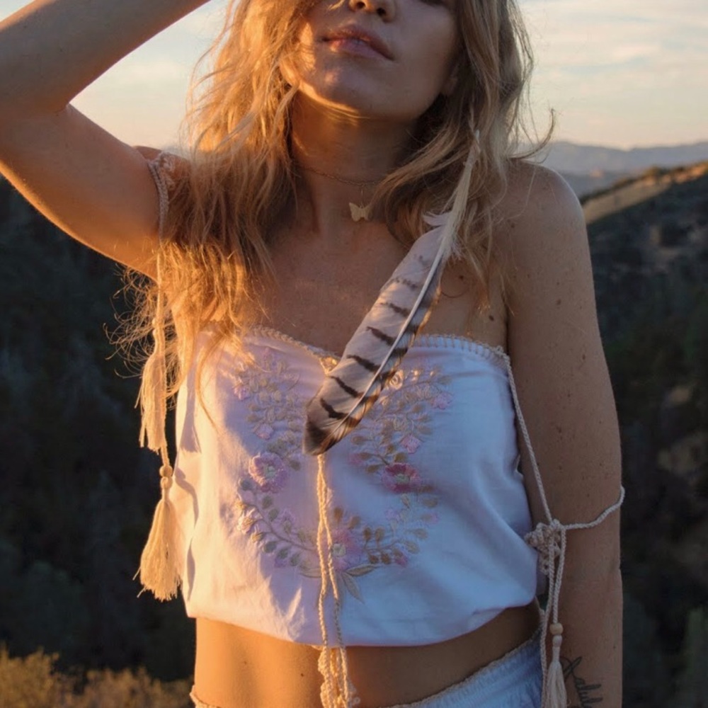 -sold- Chasing Unicorns White Embroidered Top